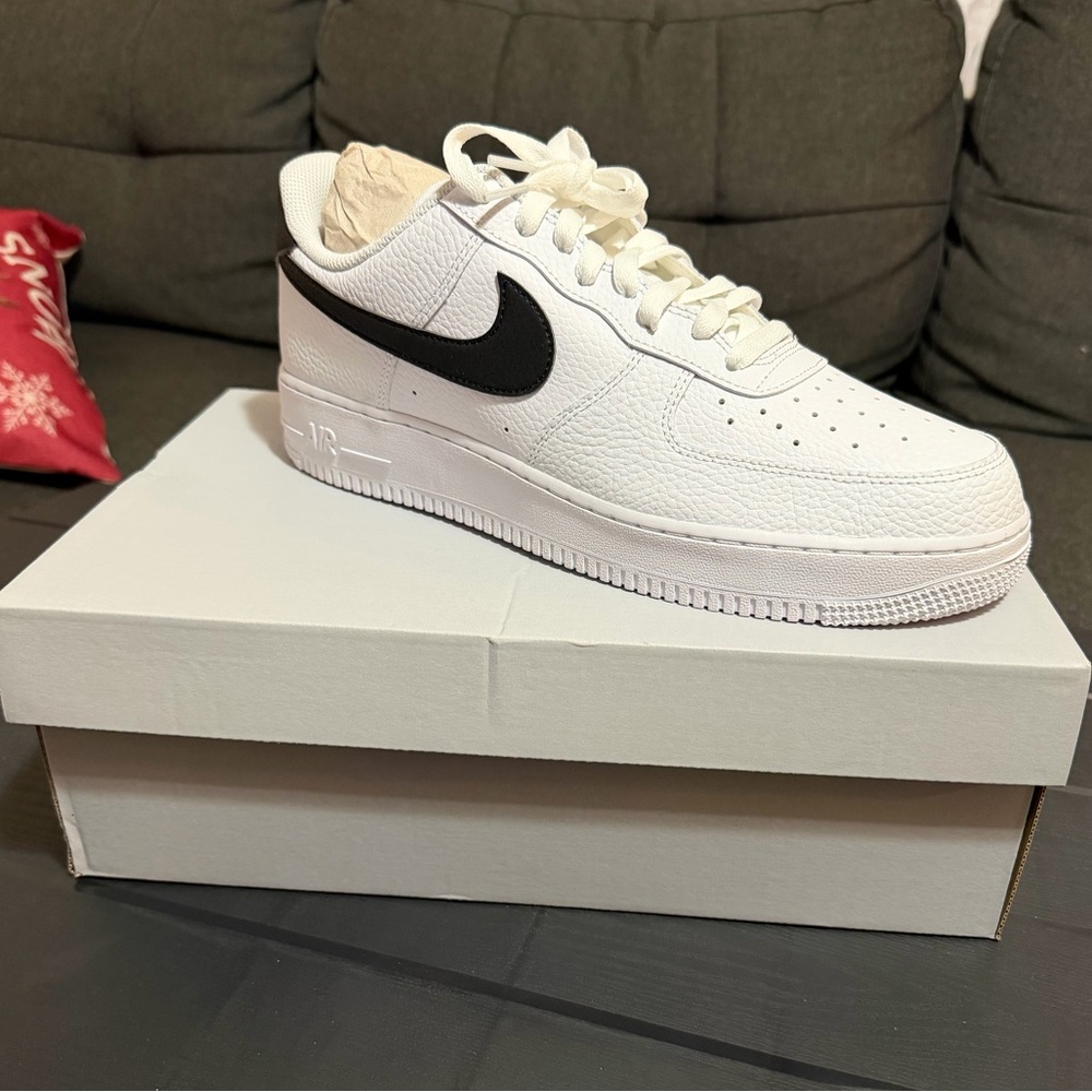 Nike White and Black Air Force 1 Sneakers